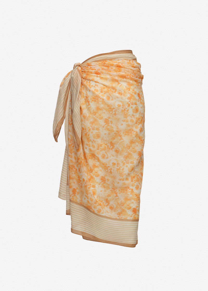 Cotton and silk pareo in yellow print 2