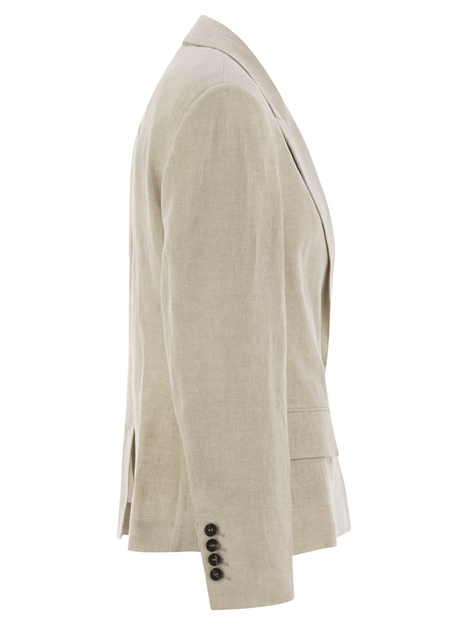 Brunello Cucinelli Women Sparkling Linen Canvas Jacket With Jewellery - 3