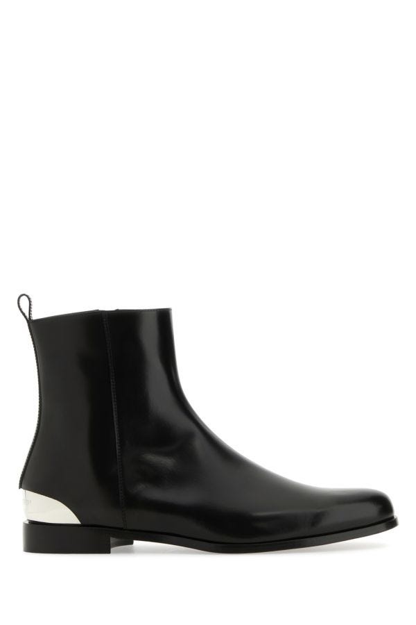 Black leather ankle boots - 1