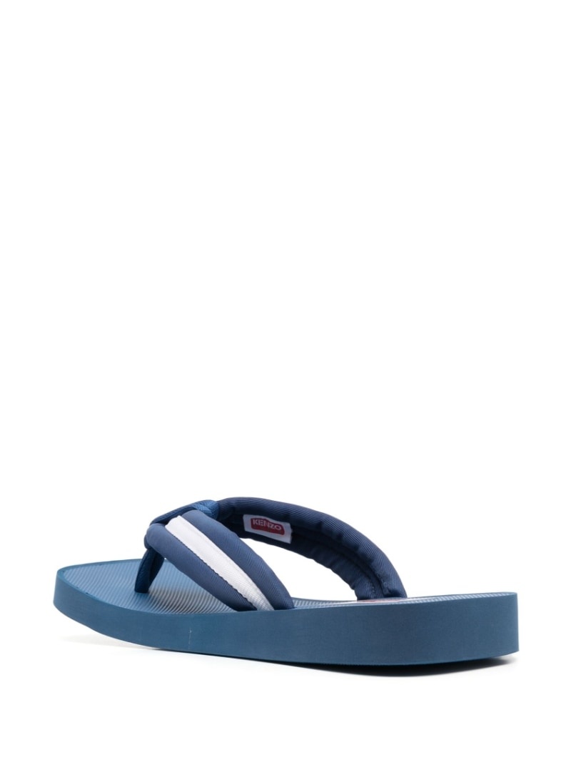 logo-patch striped flip flops - 3