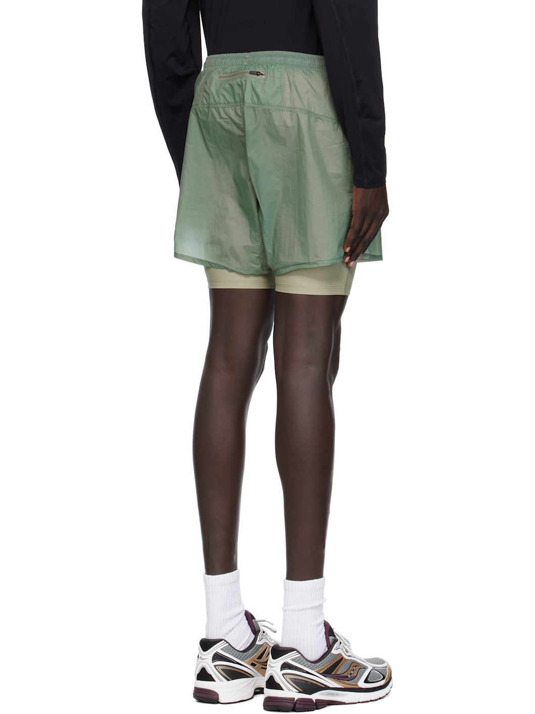 Green Ripstop Layered Trail Shorts - 3