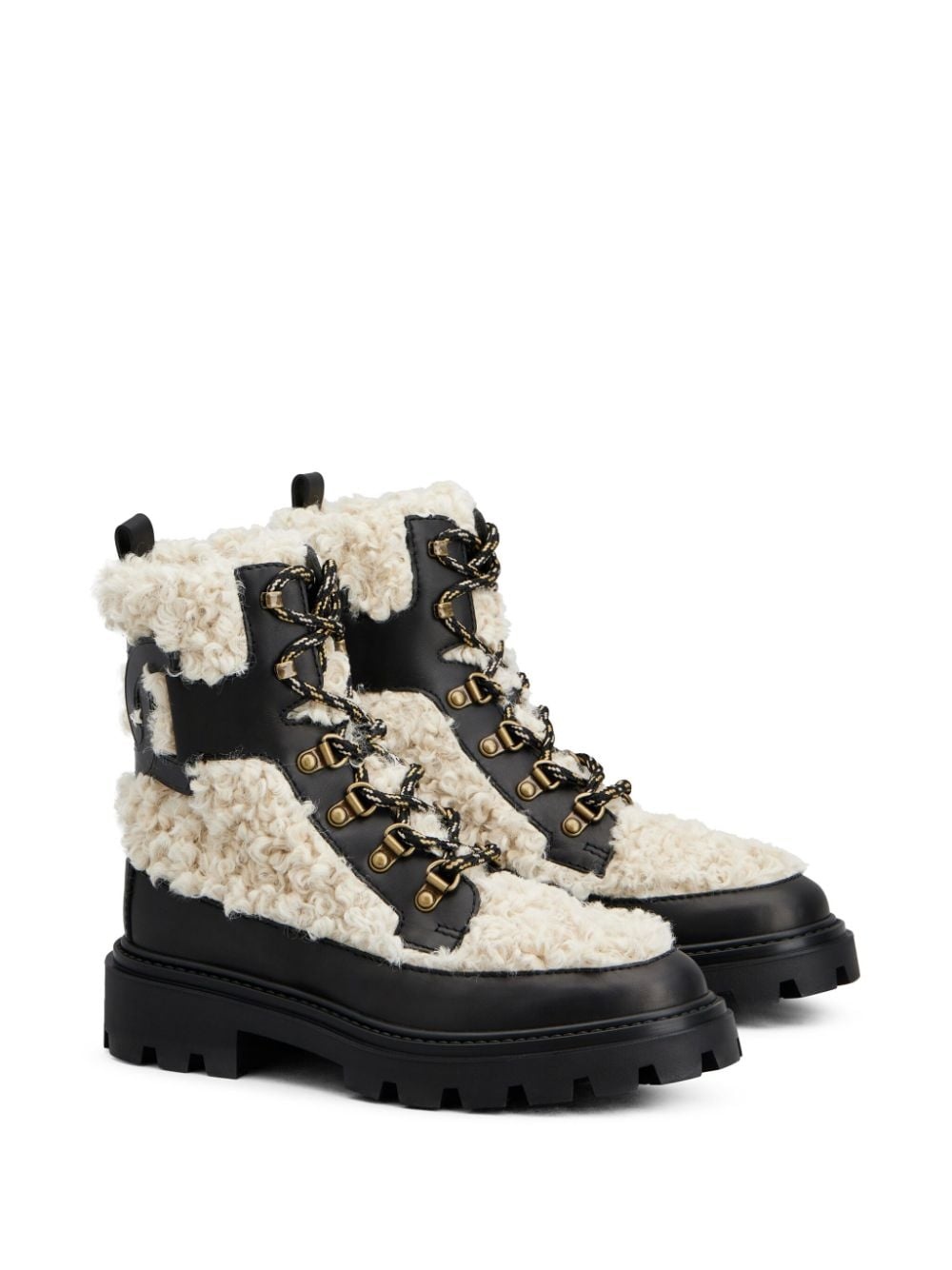 faux-shearling leather ankle boots - 2