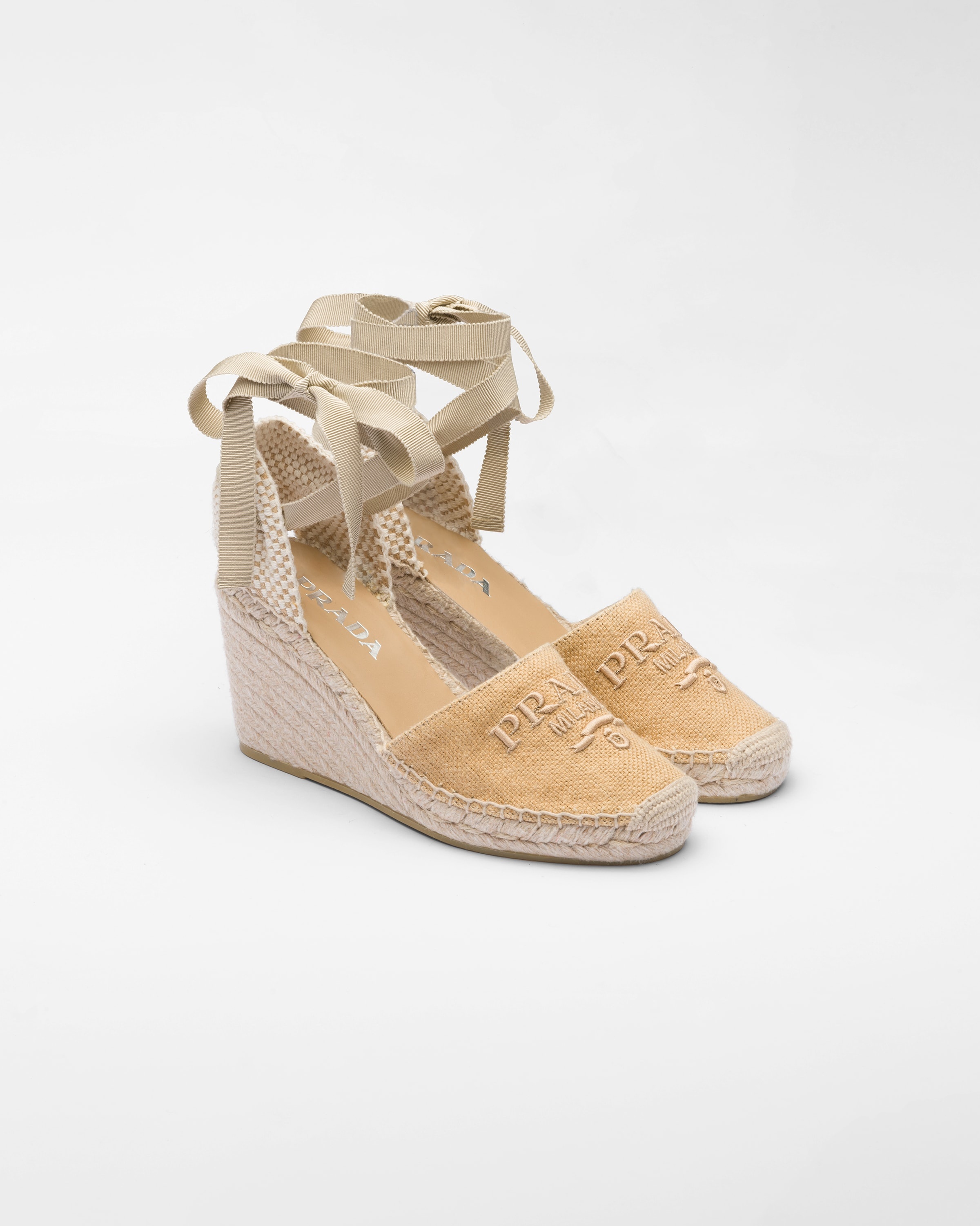 Linen espadrille wedge sandals - 1