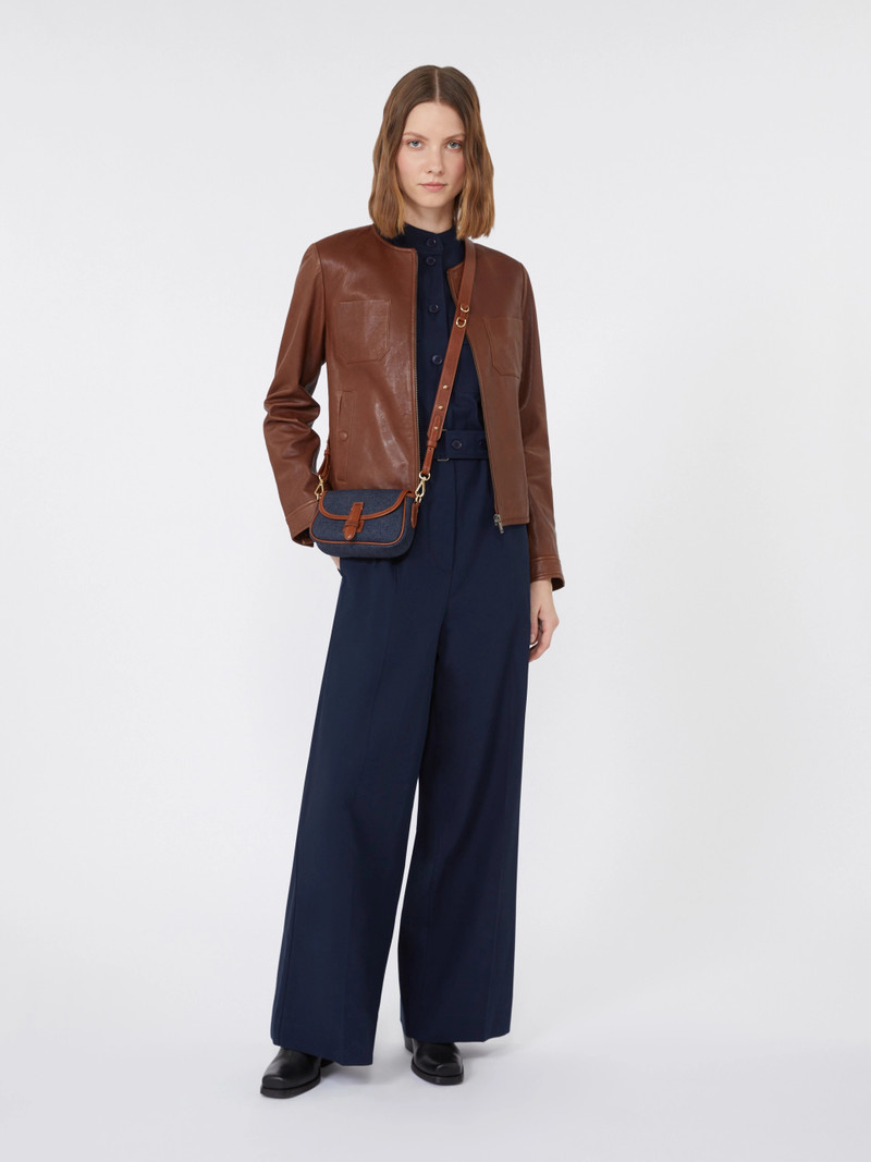 WEEKEND Max Mara Short Nappa leather jacket - TOBACCO outlook