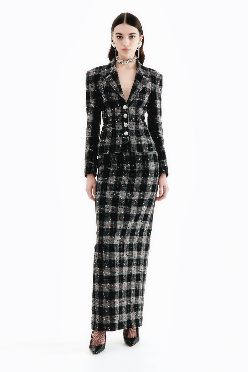 Alessandra Rich CHECKED LUREX WOOL JACKET outlook