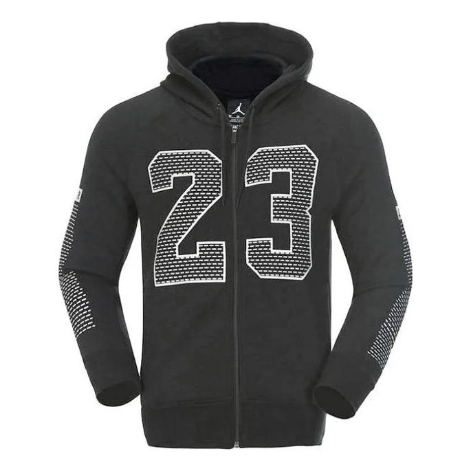 Men's Air Jordan Numeric Printing Zipper Sports Jacket Black 872855-010 - 1