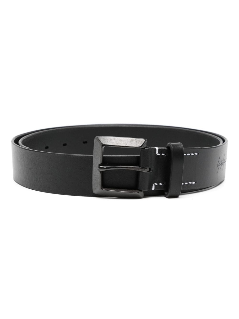 logo-print leather belt - 1