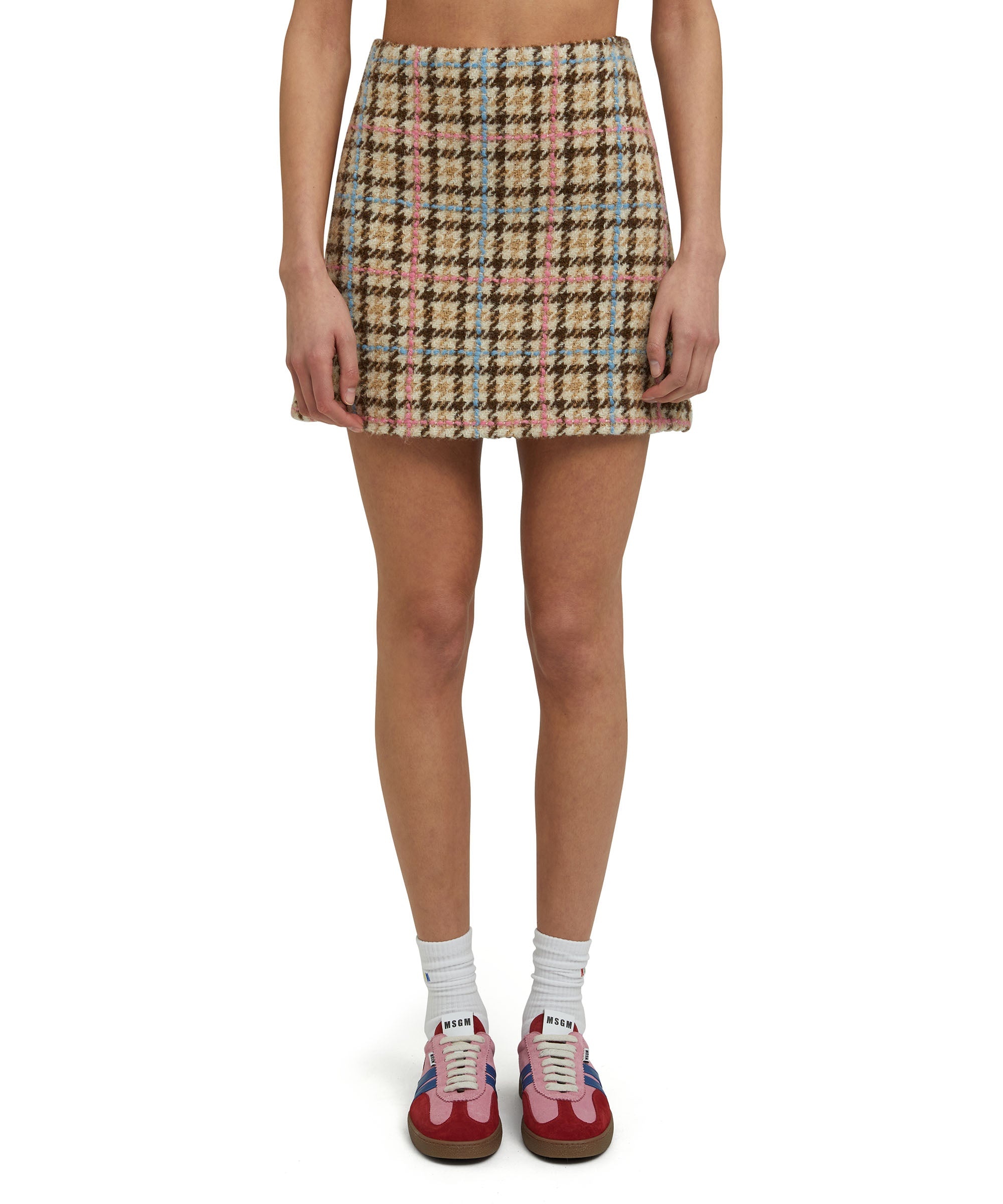 Blended wool mini skirt with "Micro Check Wool" motif - 2