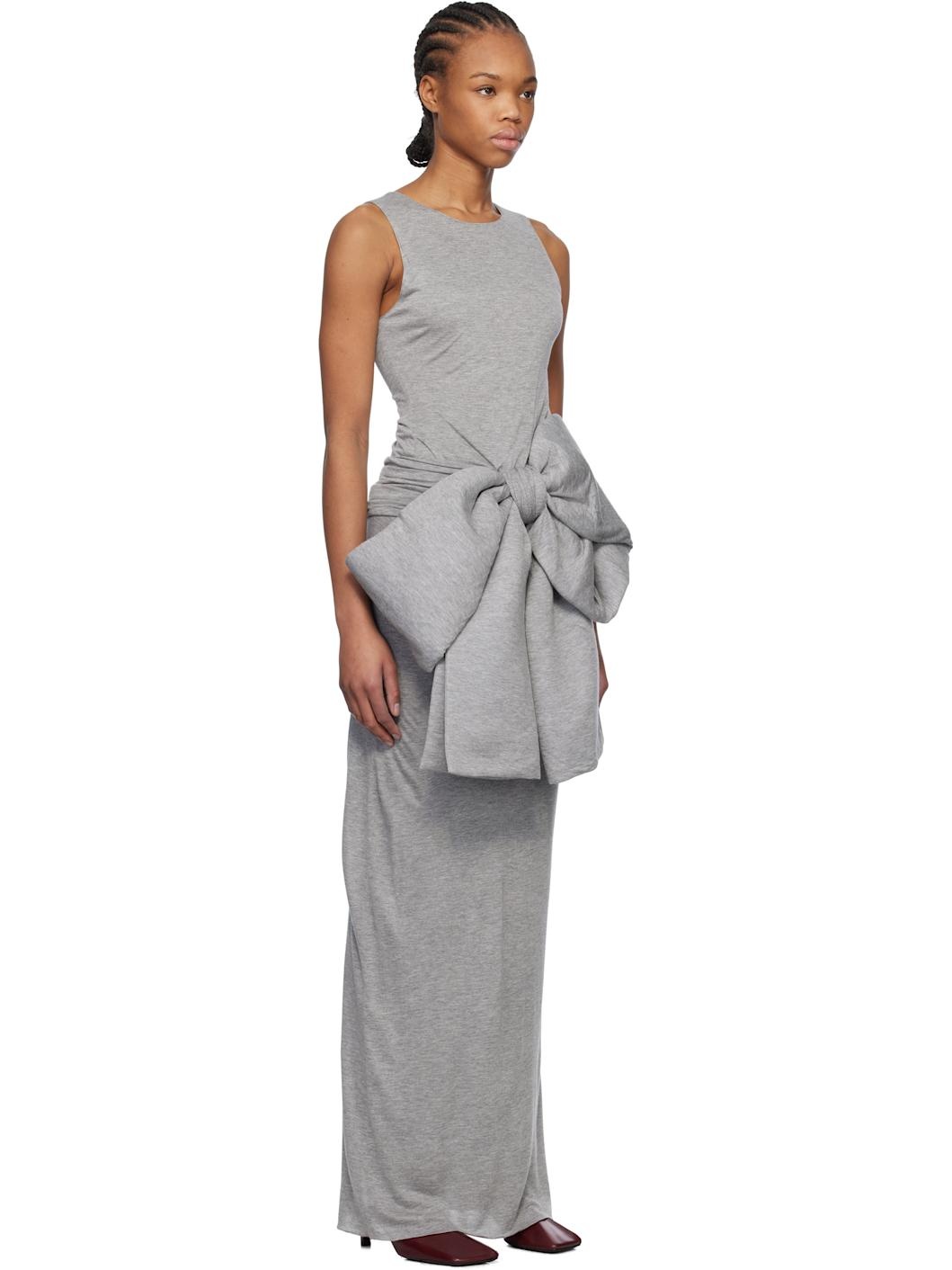 Gray Oversized Bow Maxi Dress - 2