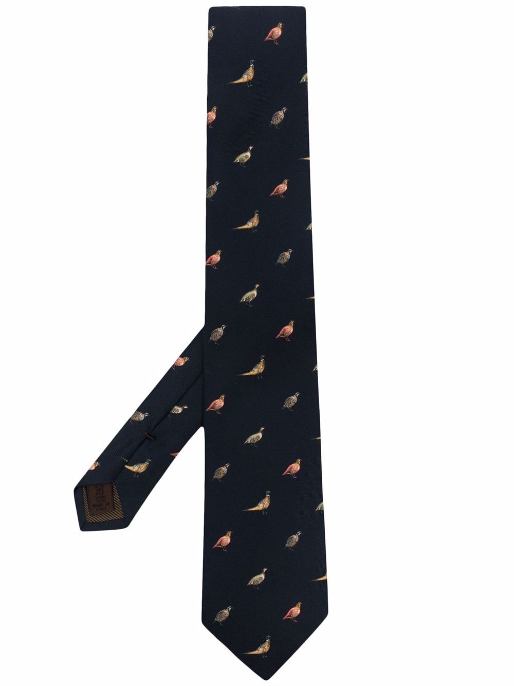 bird print silk tie - 1