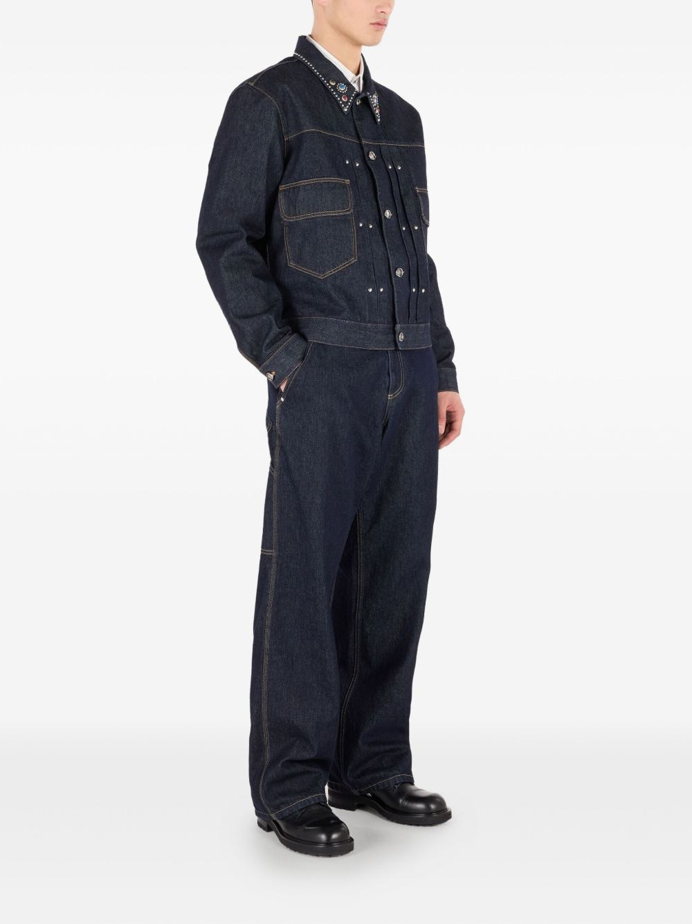 stud-embellished denim jacket - 3