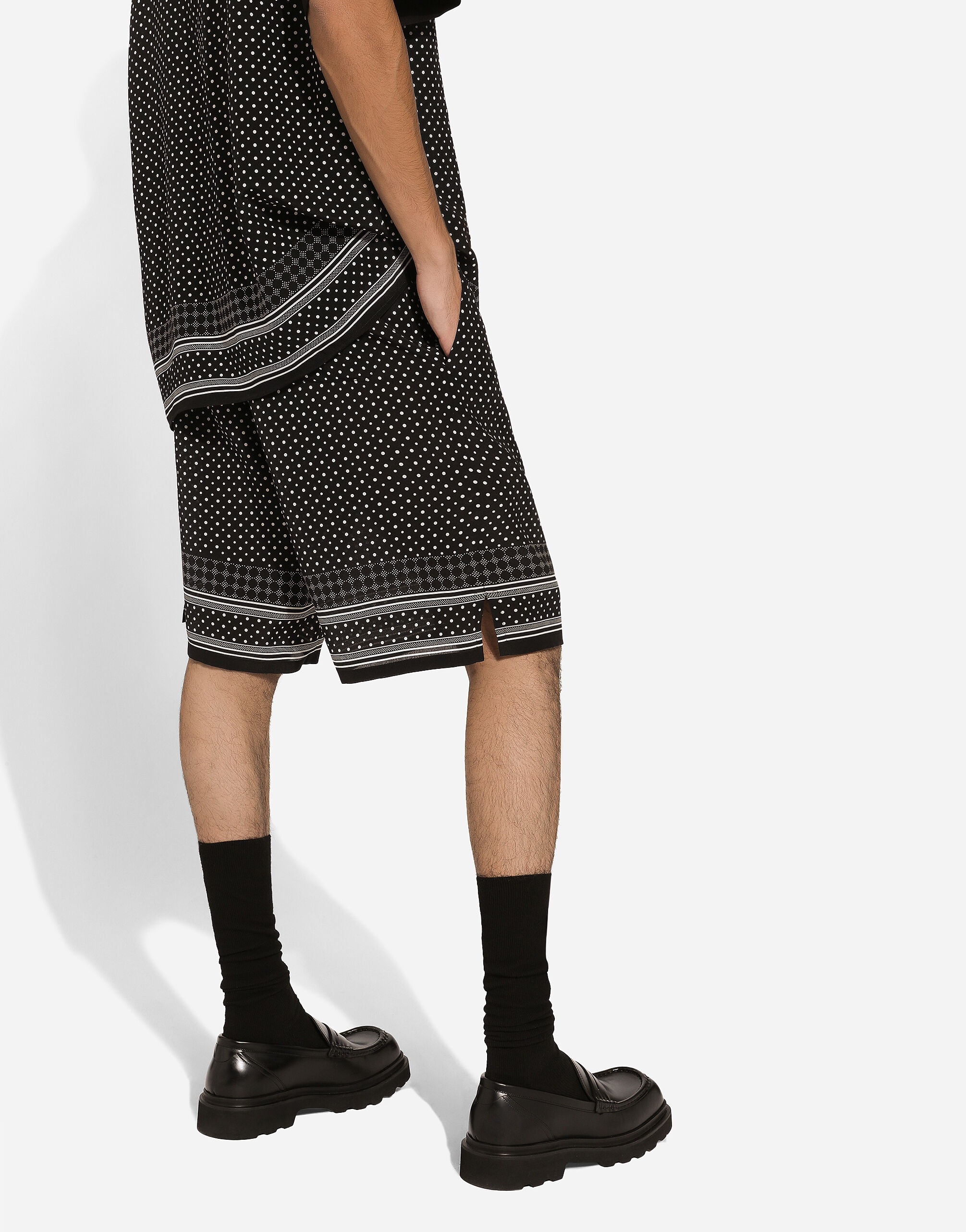 Tie-print silk jogging shorts - 4