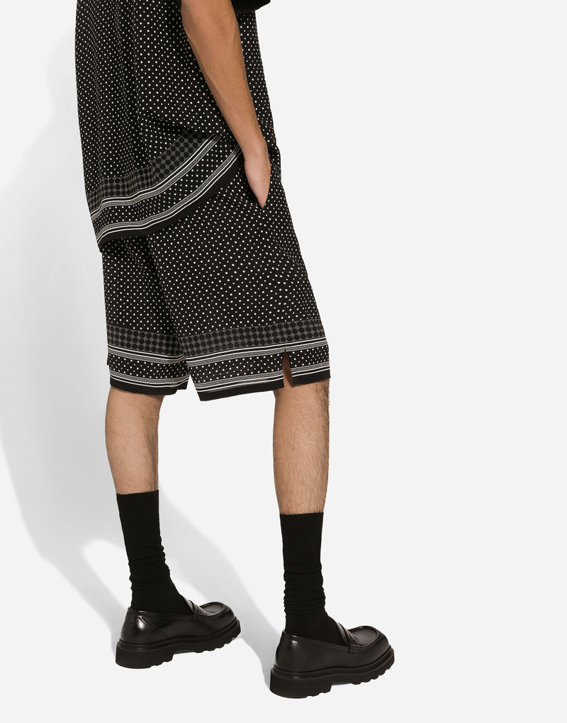 Tie-print silk jogging shorts 4