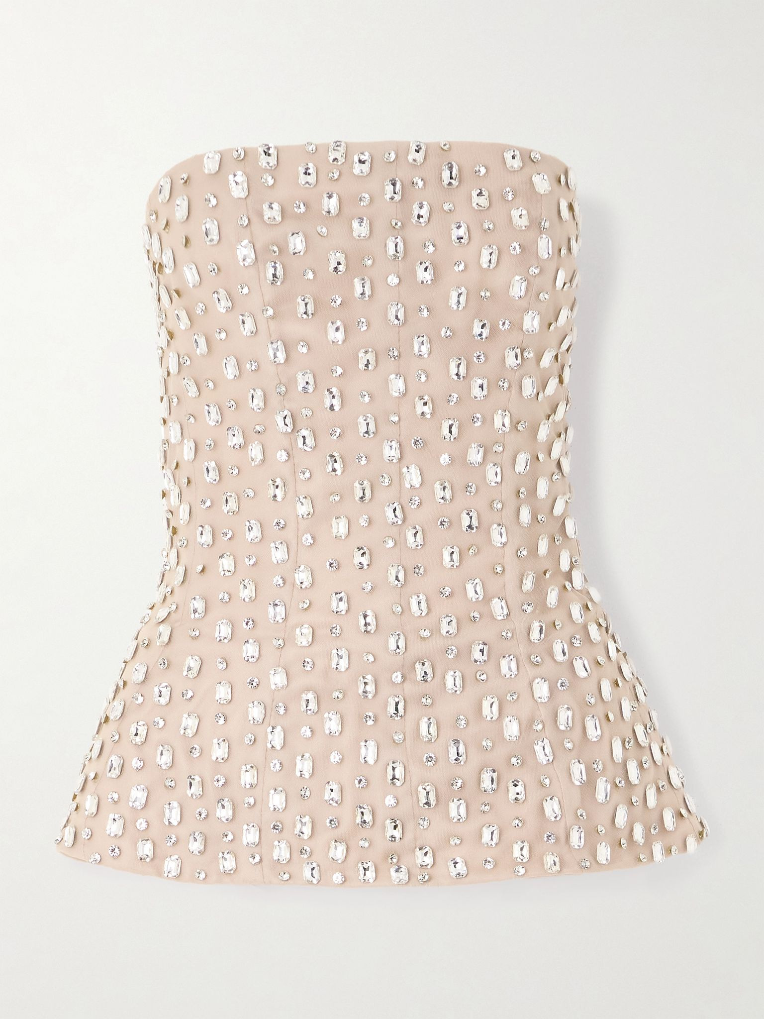 Strapless crystal-embellished tulle bustier top Neutral - 1