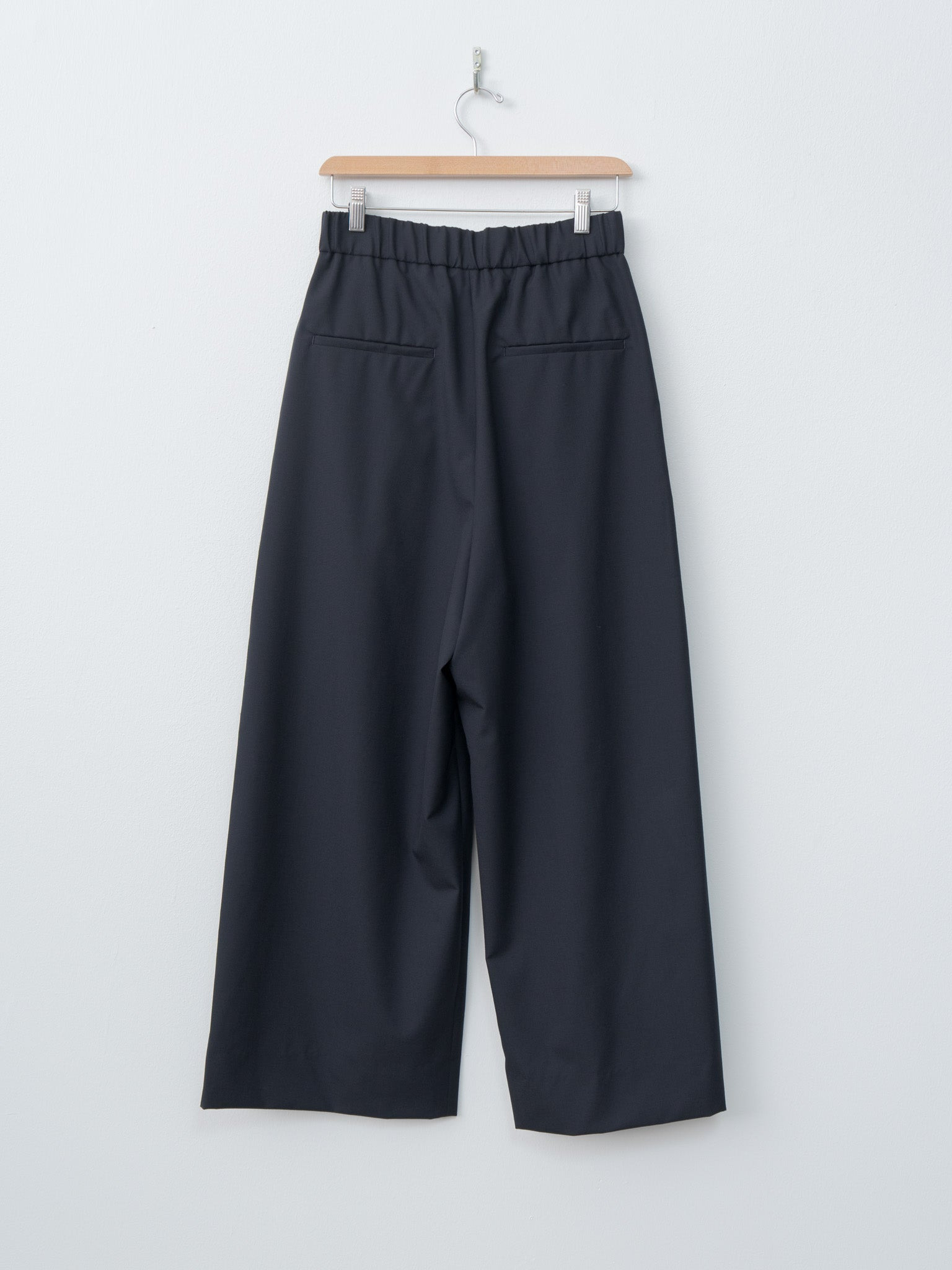 Wool Tropical Wide Easy Pants - Navy - 7