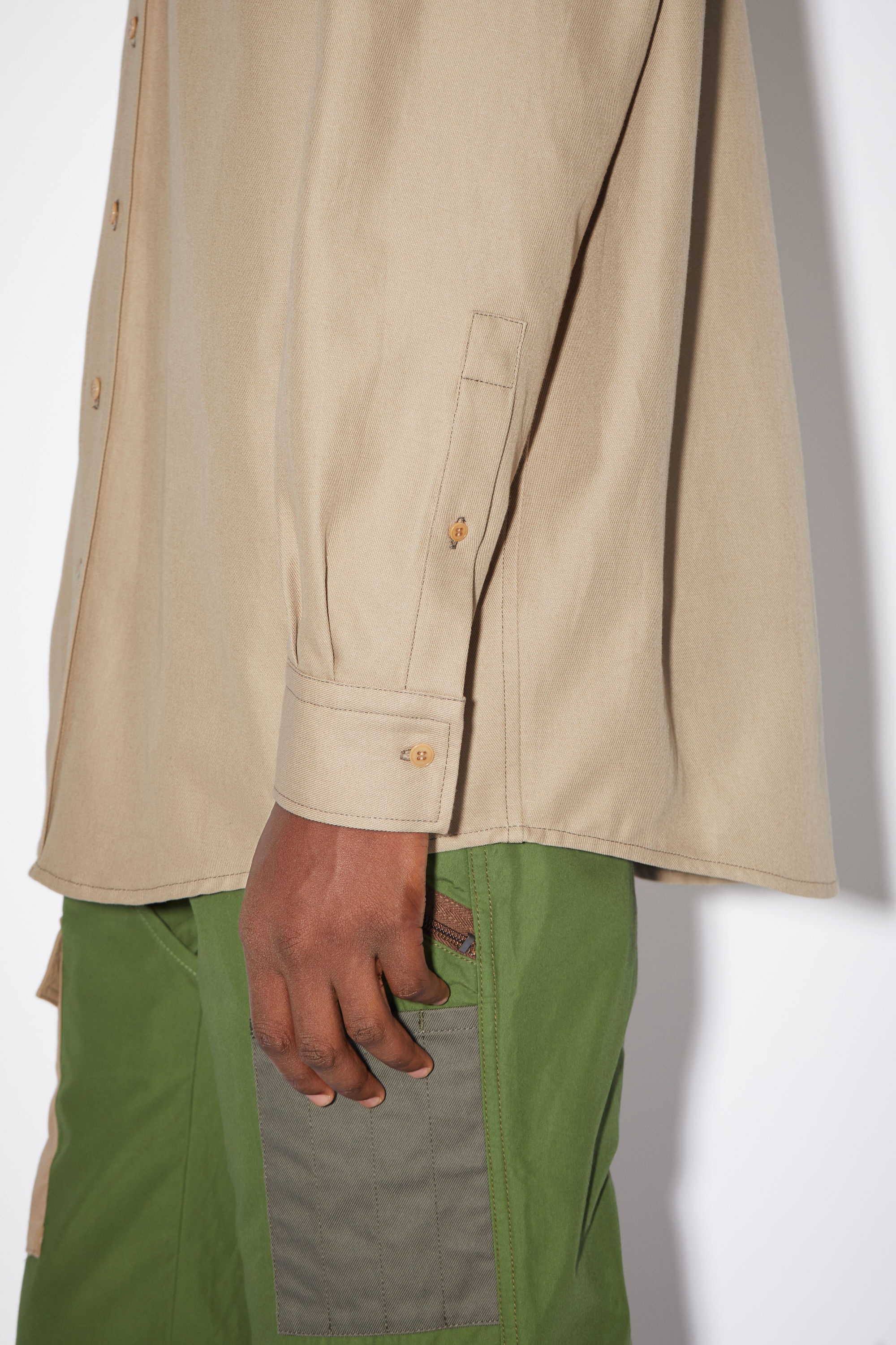 Linen blend shirt - Beige - 5
