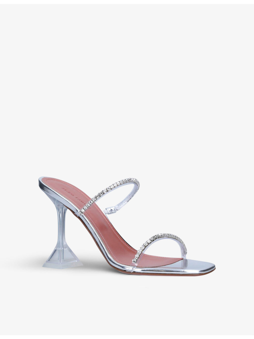 Gilda crystal-embellished leather heeled mules - 3
