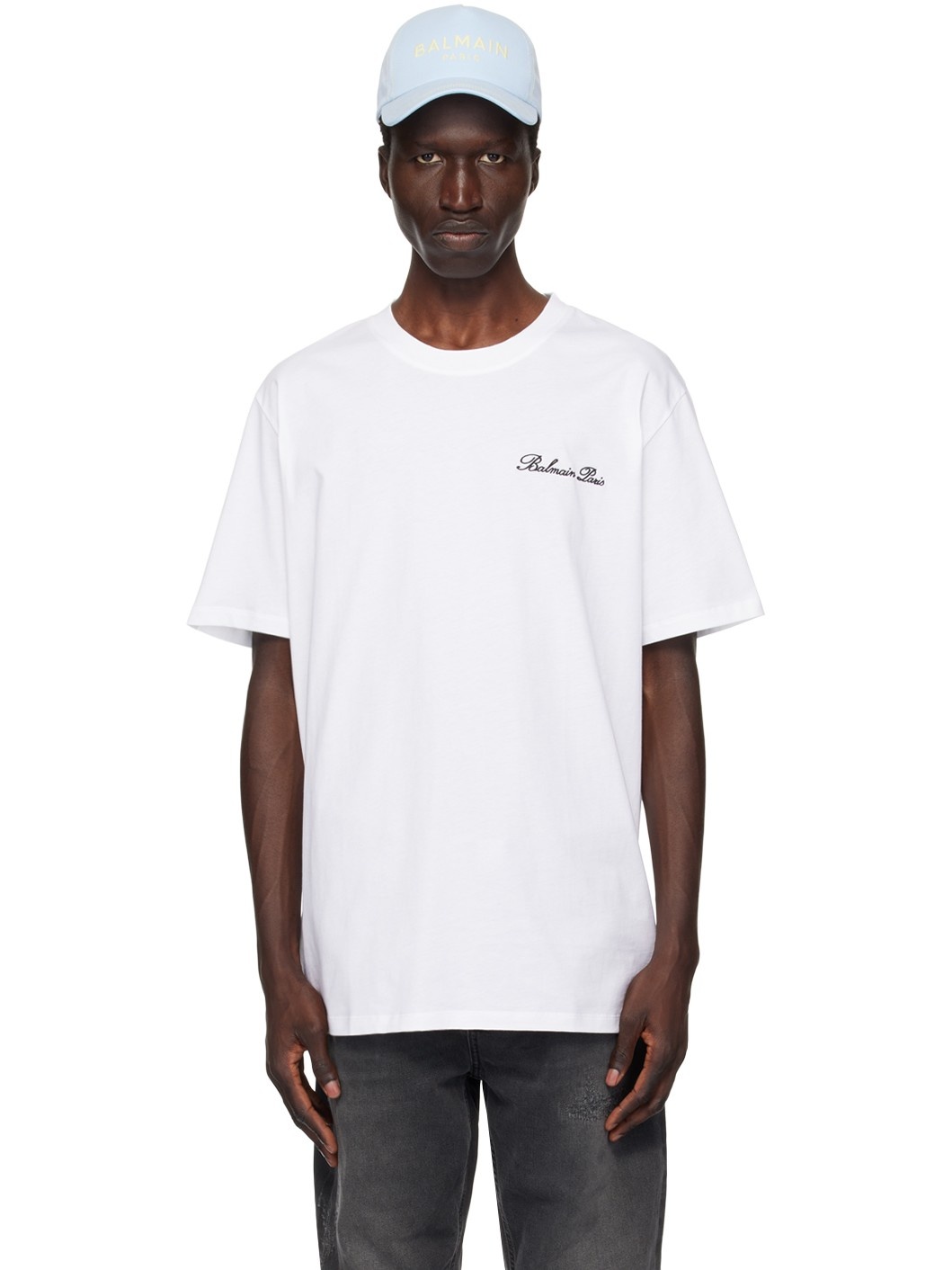 White 'Balmain Signature' T-Shirt - 1