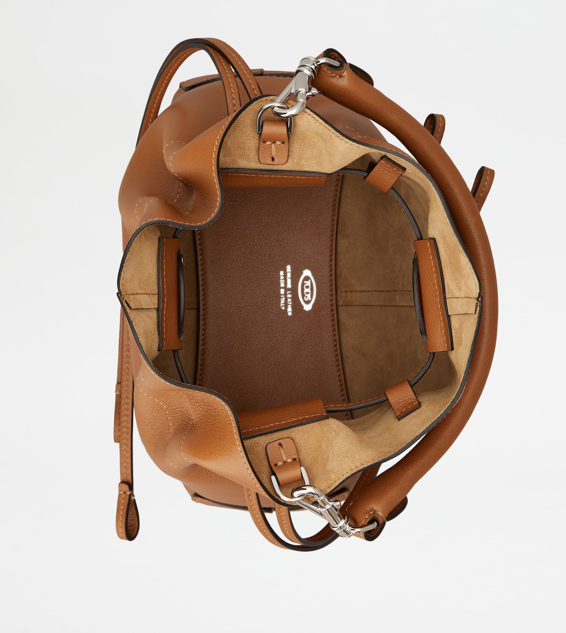 TOD'S DI BAG BUCKET BAG IN LEATHER MINI WITH DRAWSTRING - BROWN - 3
