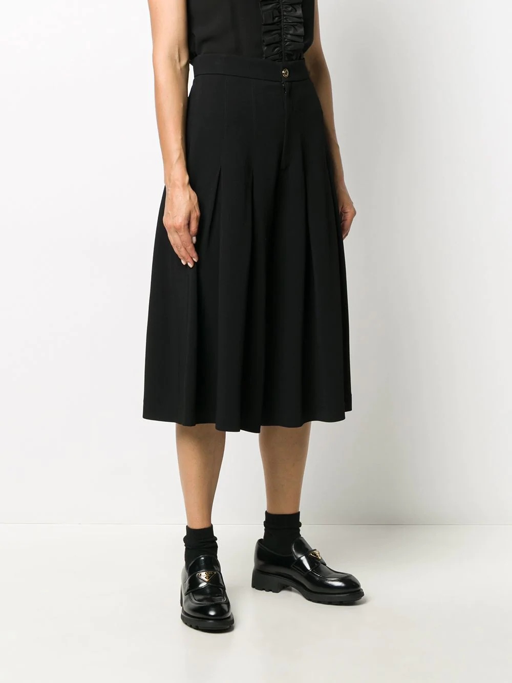 high-waisted pleated culottes - 3