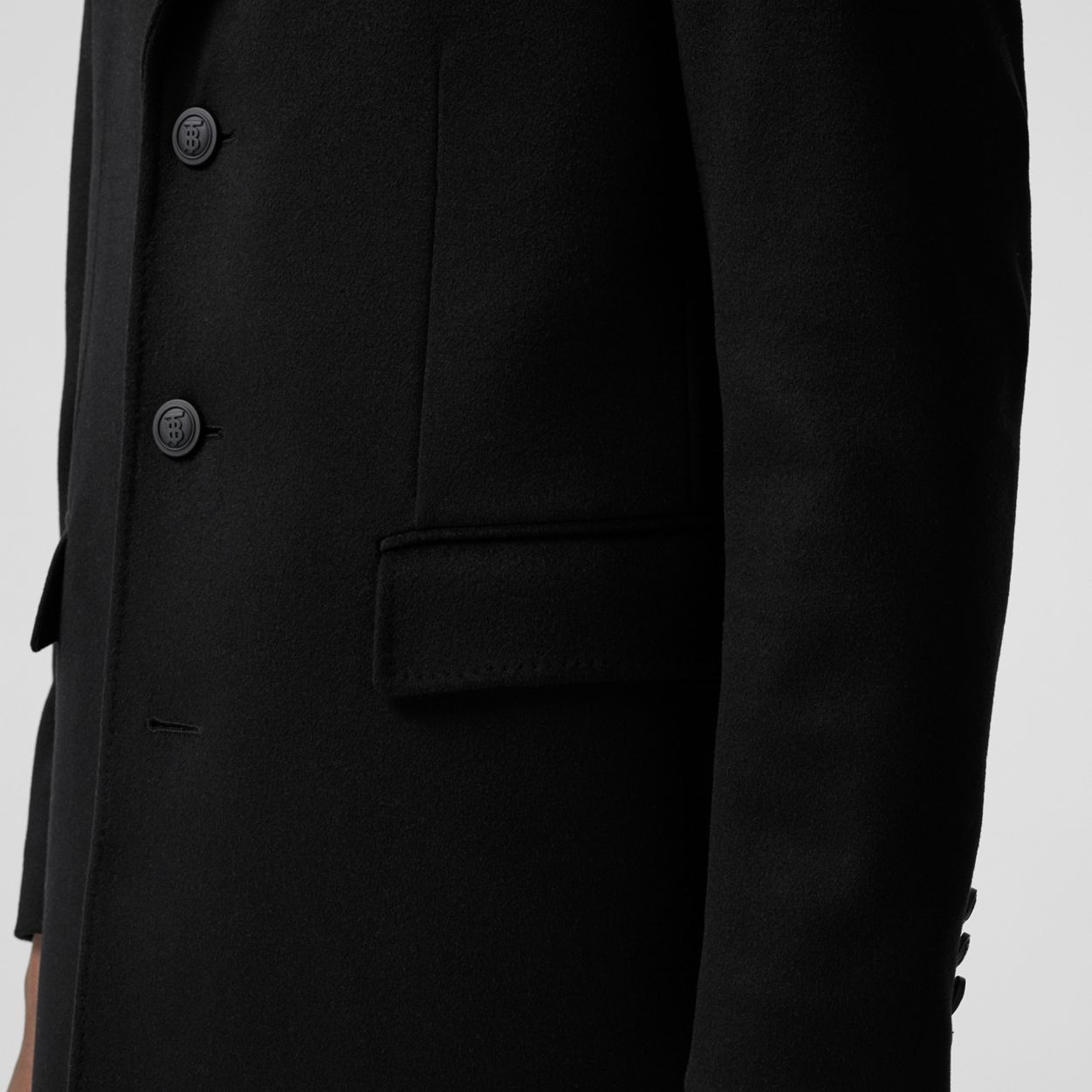 Button Detail Wool Cashmere Tailored Coat - 7