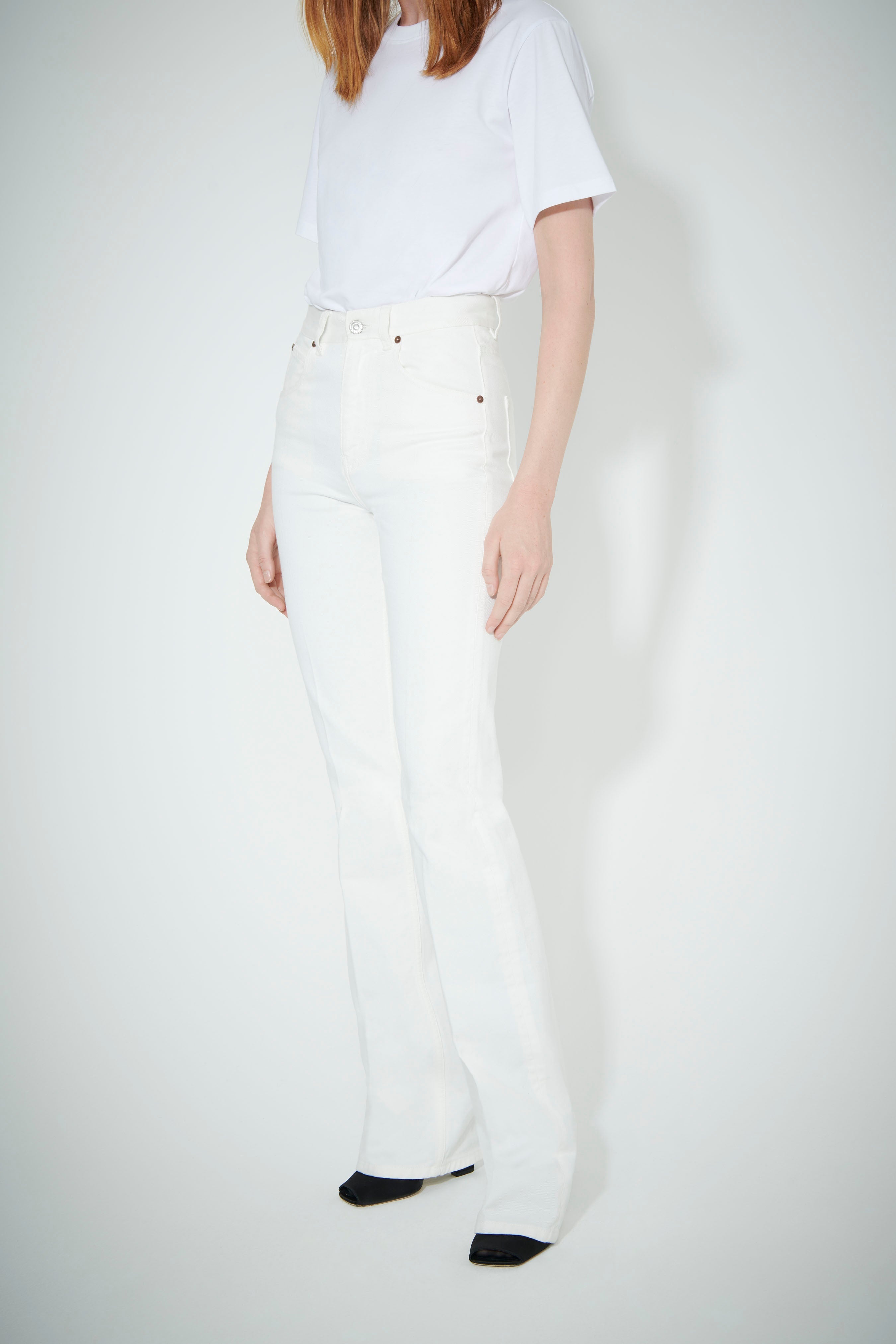 Julia High Waisted Straight Leg Jean in Off-White - 3