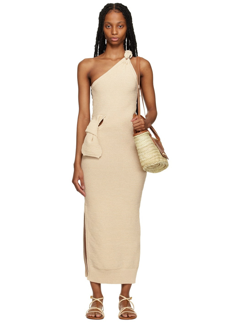 Beige Le Raphia 'La Robe Maille Noeud' Maxi Dress 1