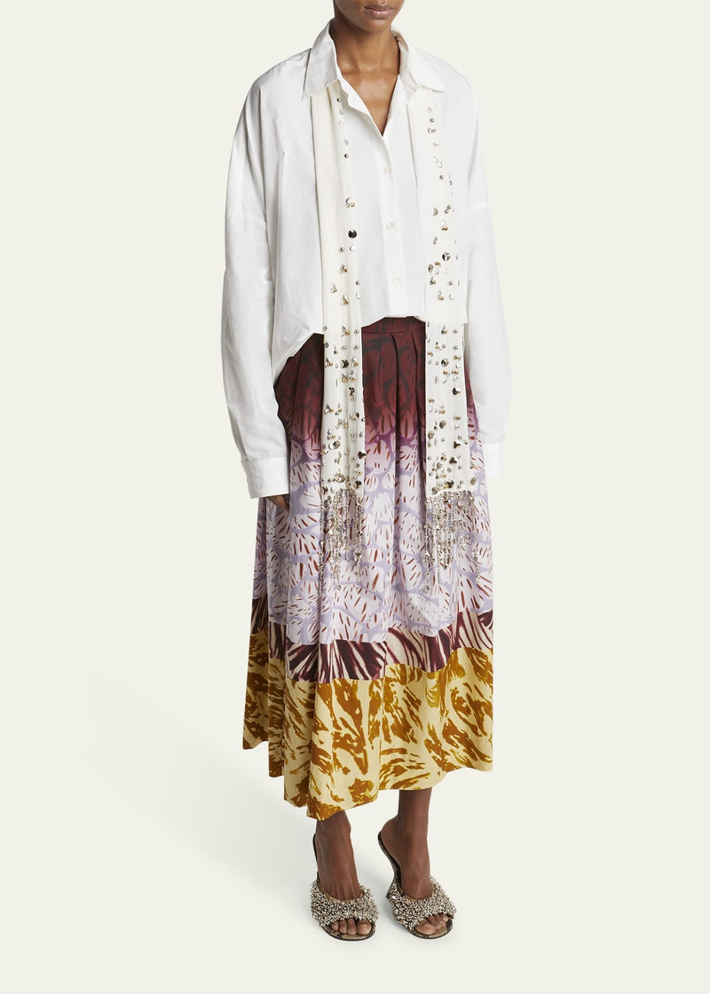 Dries Van Noten Folds Embellished Fringe Scarf outlook