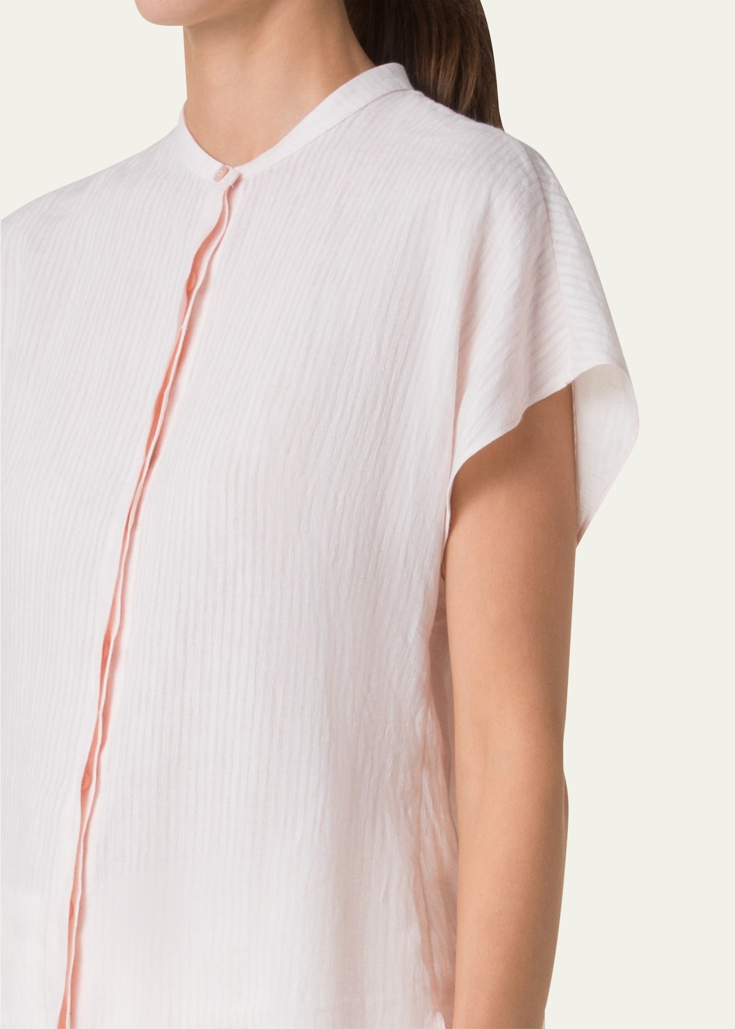 Linen Voile Button-Front Blouse - 5
