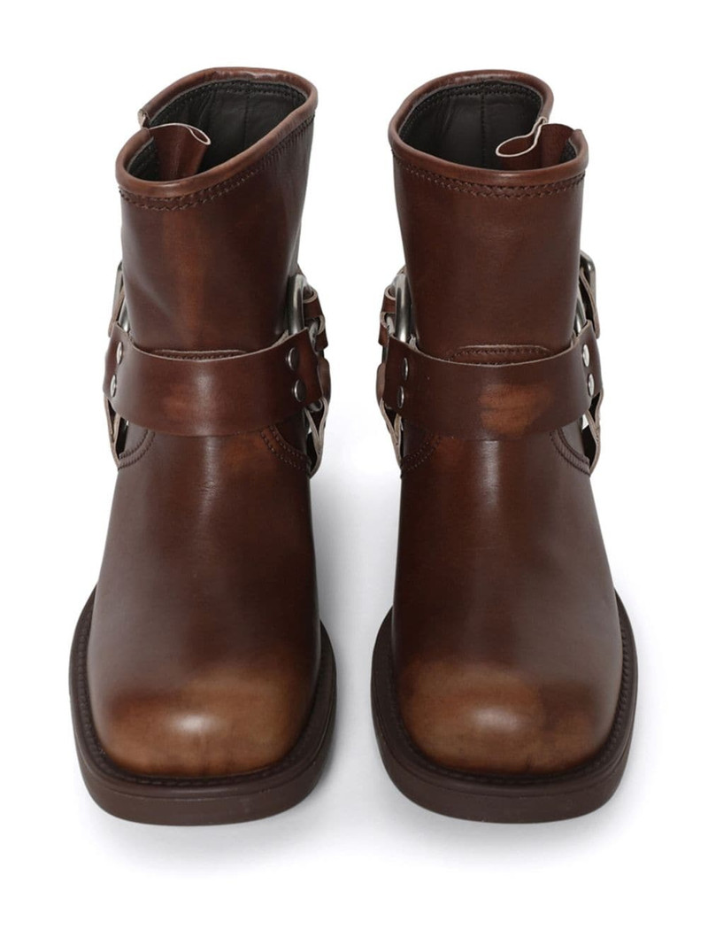 Miu Miu 50mm vintage-effect leather boots outlook