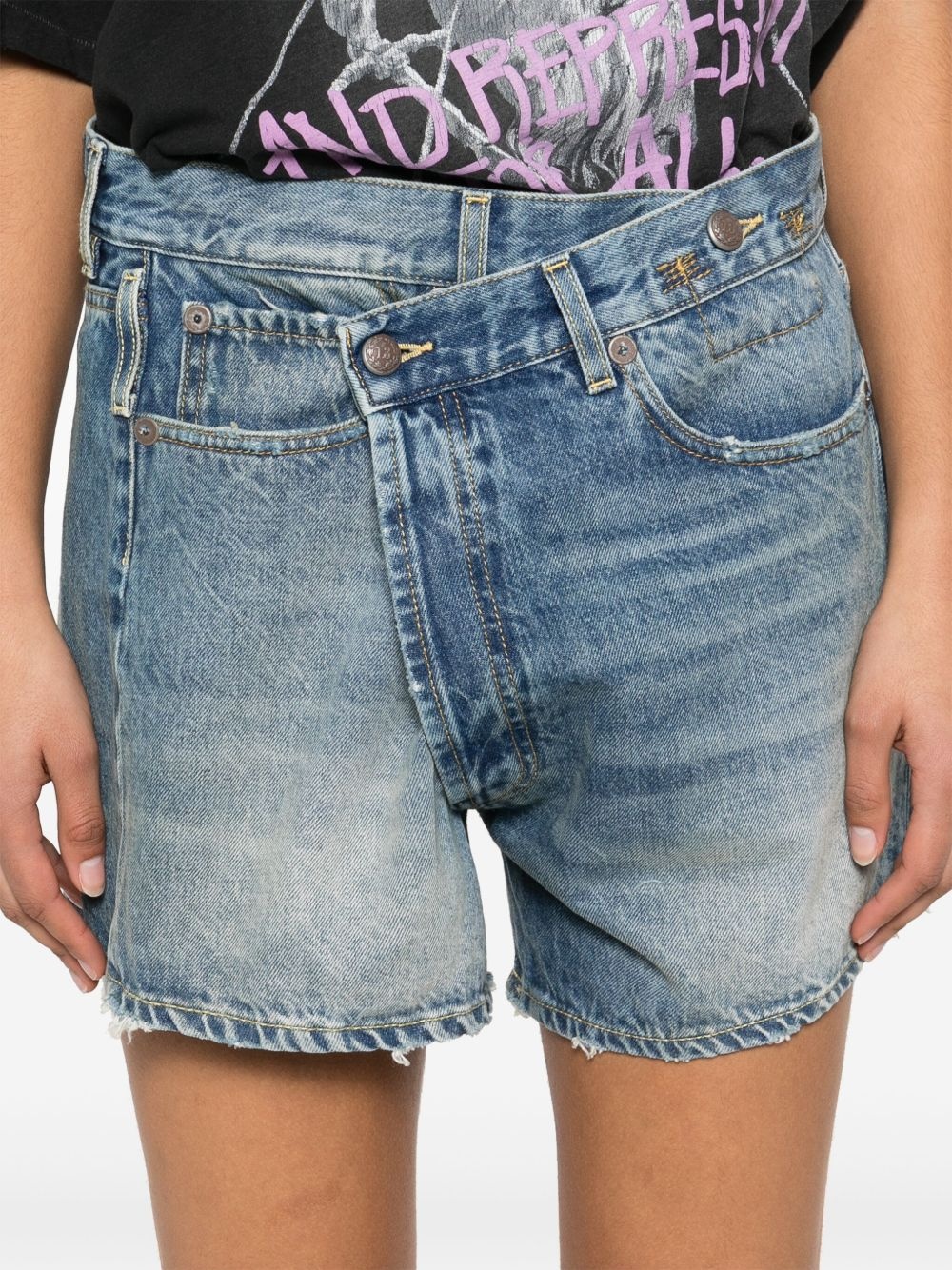 Crossover denim shorts - 5