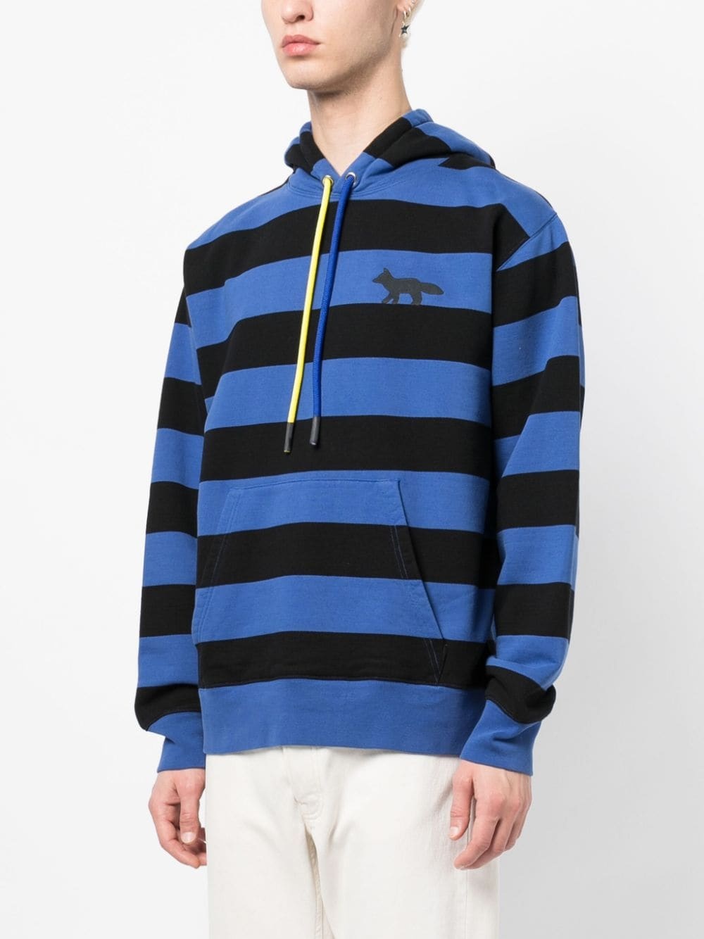 stripe-pattern jersey hoodie - 3