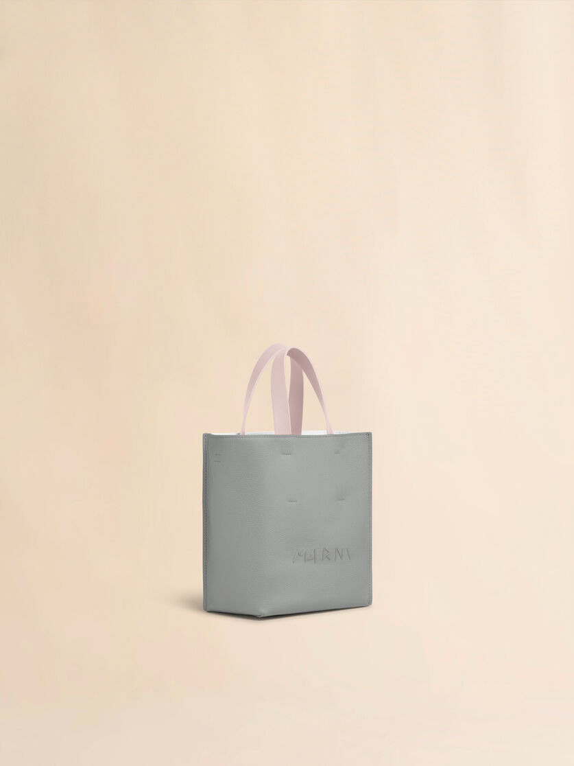MUSEO SOFT MINI BAG IN GREY AND WHITE LEATHER WITH MARNI SYMBOL EMBROIDERY - 5