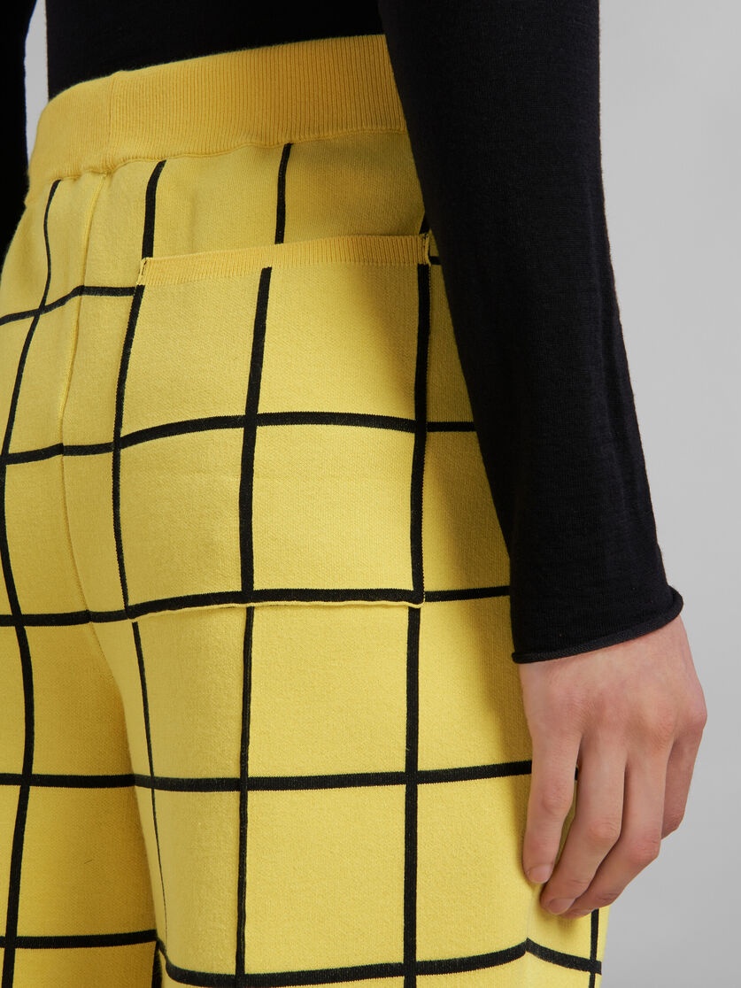 YELLOW CHECKED VISCOSE TROUSERS - 4