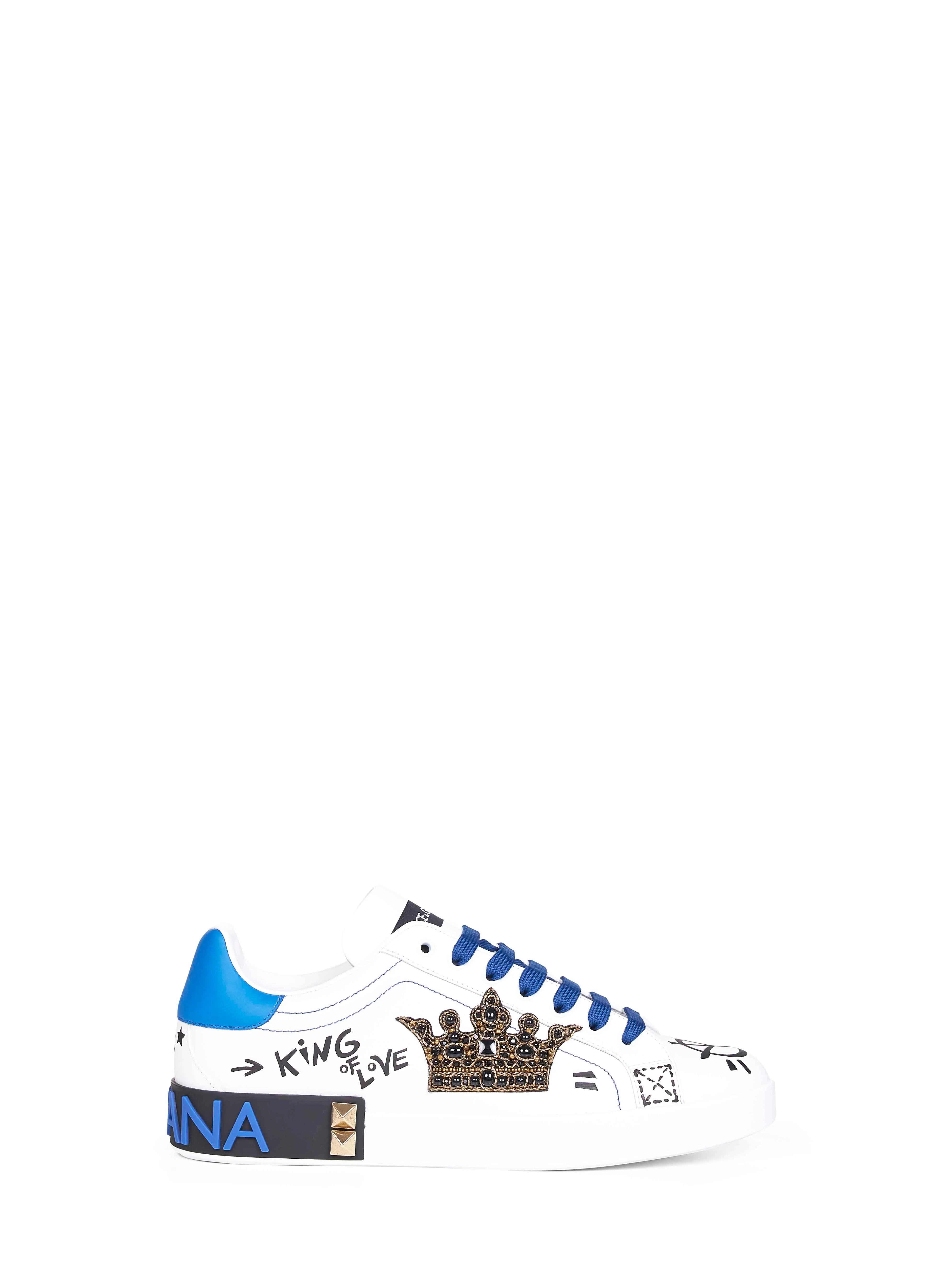 Dolce & Gabbana Men White Leather Portofino Sneakers - 1