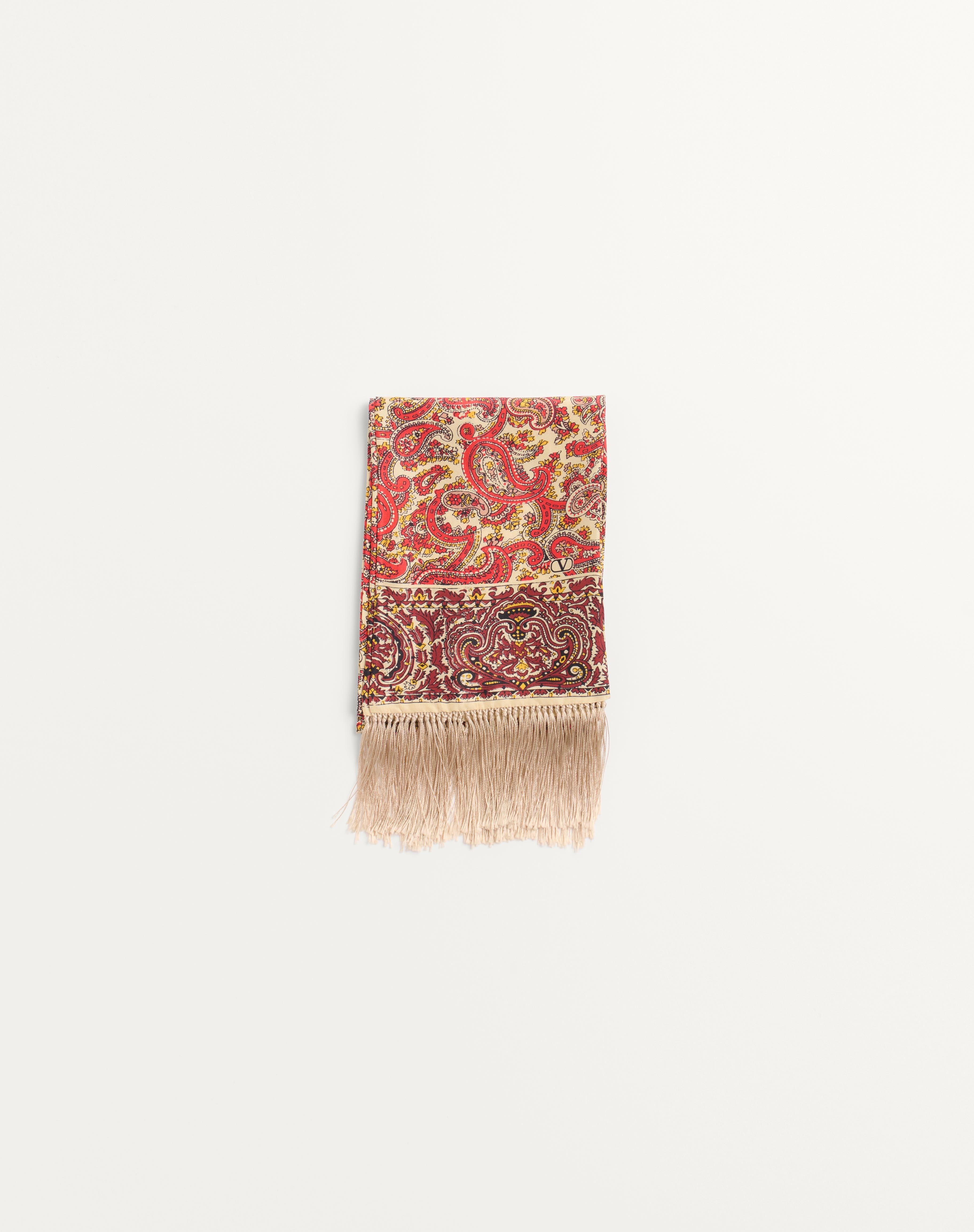 VOYAGE IMAGINAIRE SILK BANDEAU SCARF WITH FRINGE - 3
