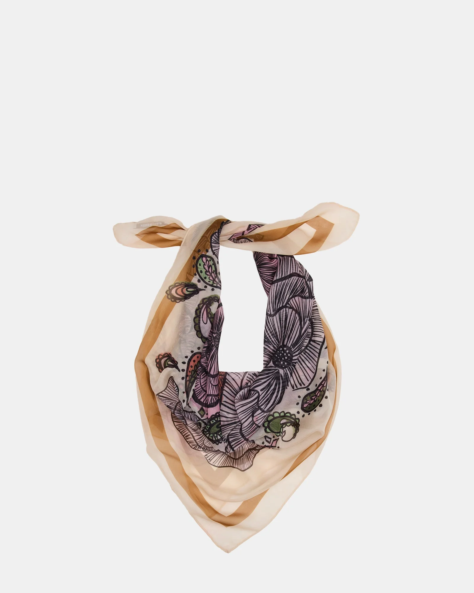 BOHO FLORAL SQUARE SCARF IVORY - 1