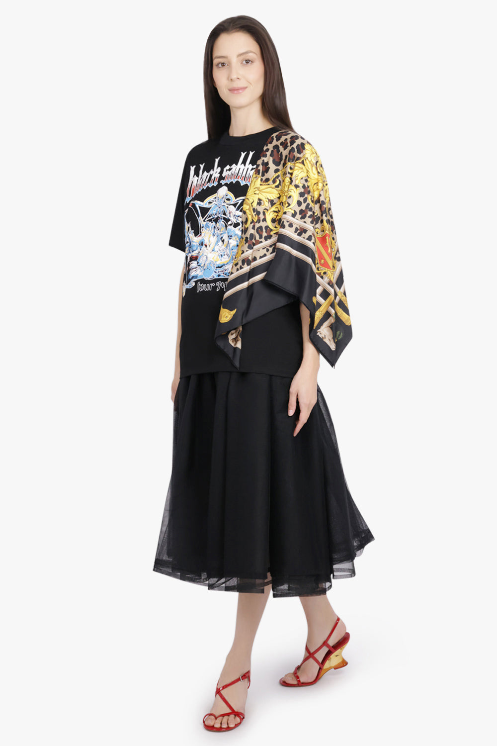 BLACK SABBATH X VERSACE SCARF PANEL S/S T-SHIRT | BLACK/MULTI - 2