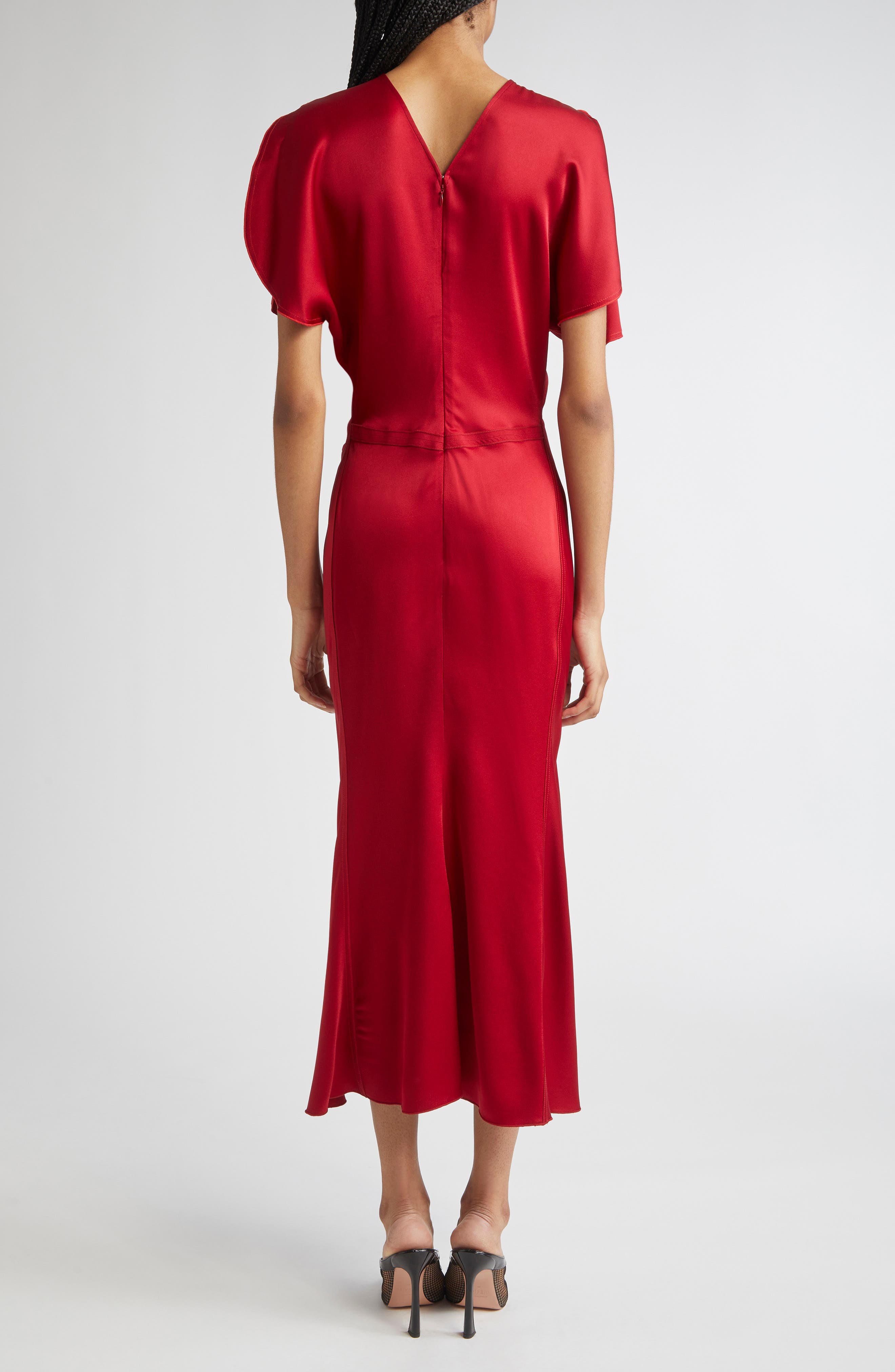 Victoria Beckham Ruched Waist Midi Dress in Rose at Nordstrom - 2