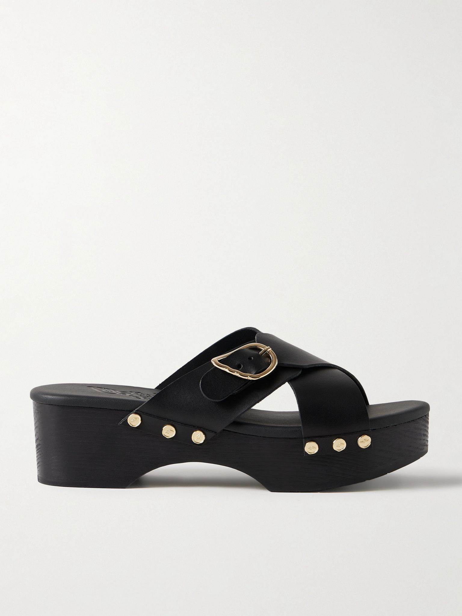 Marilisa Sabot buckled leather platform sandals Black - 1