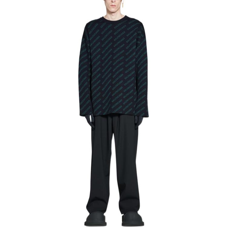 Balenciaga Mini Allover Logo Sweater 'Dark Blue Green' 736247T32334301 - 2