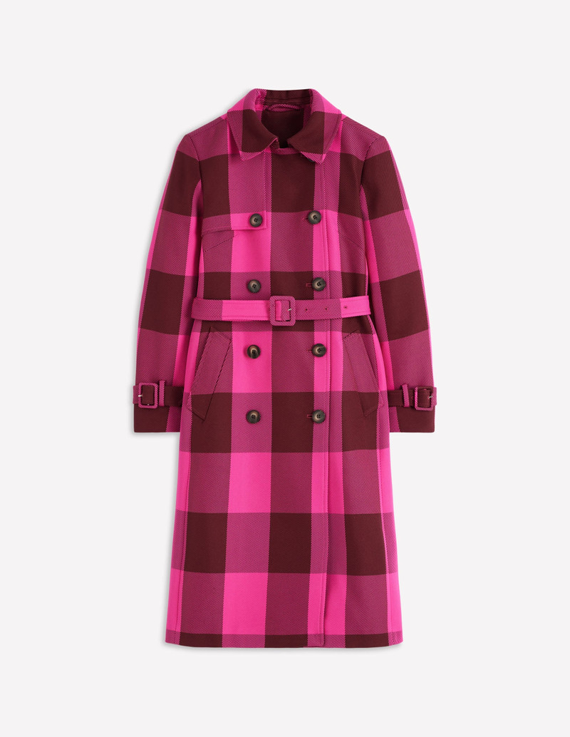 Cheltenham Trench Coat-Pink Peony, Chestnut Gingham 1