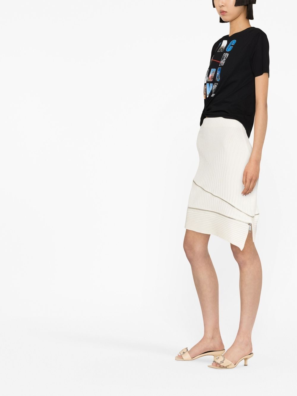 ribbed asymmetric midi skirt - 3