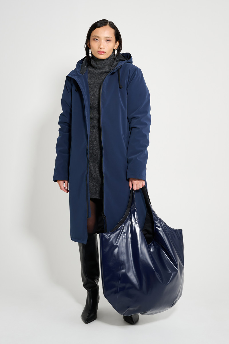 Stutterheim Stockholm Long Matte Winter Coat Navy outlook