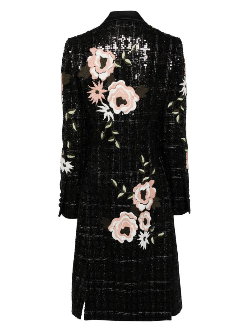 ELIE SAAB Tweed Floral Embroidered Coat black outlook