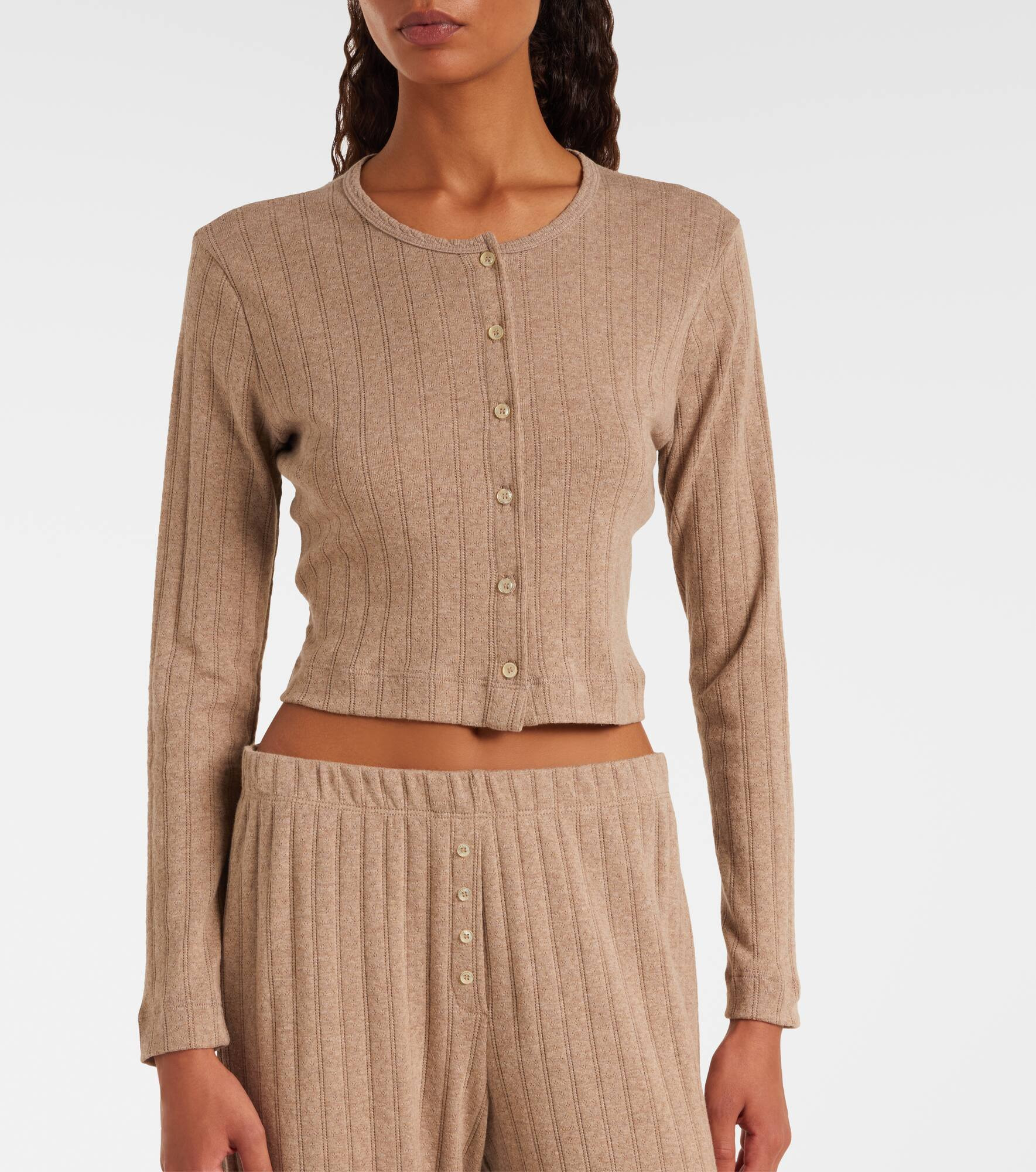 Cropped pointelle cotton cardigan - 6