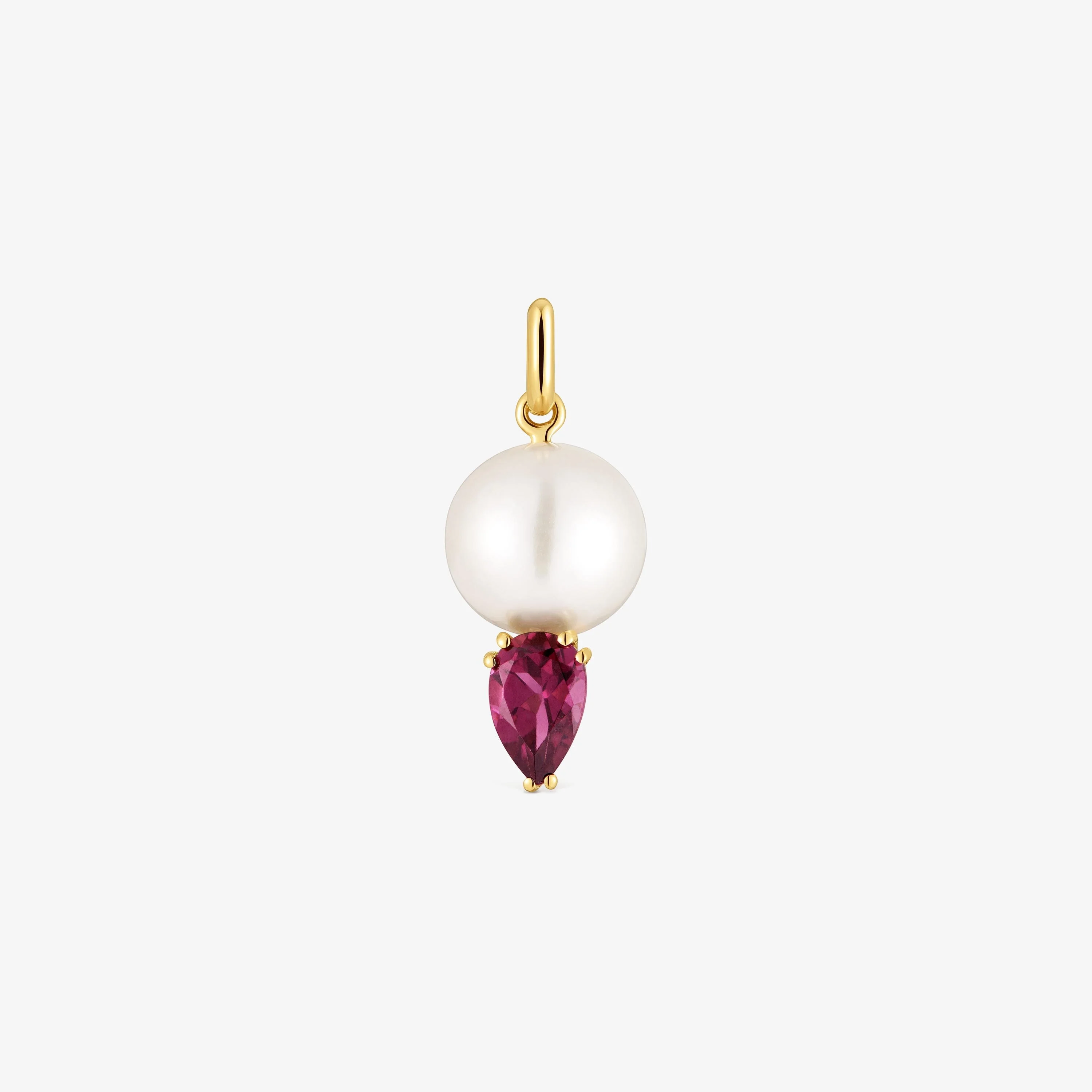18K solid gold Pendant with rhodolite and cultured pearl Ivette - 1
