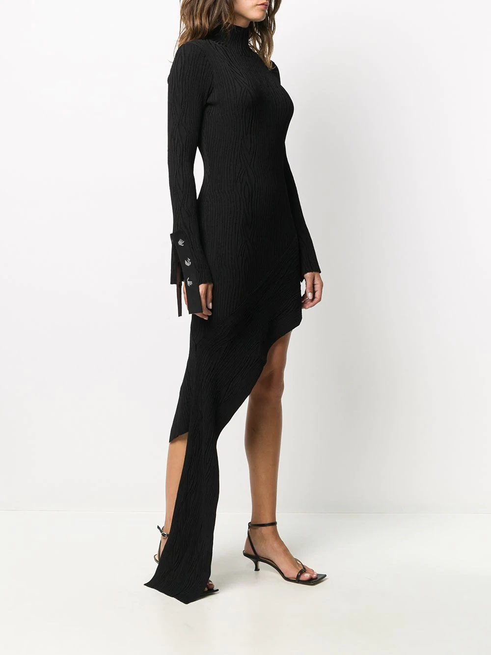 draped asymmetric knitted dress - 3