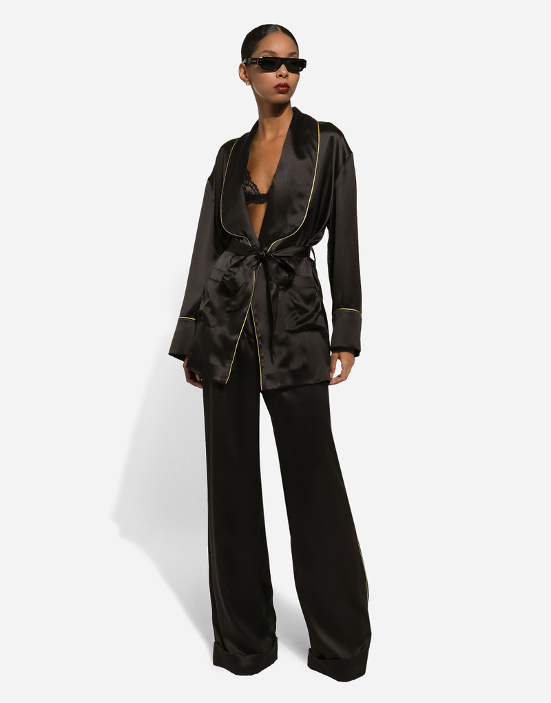 Silk long-sleeved pajama jacket with belt 5
