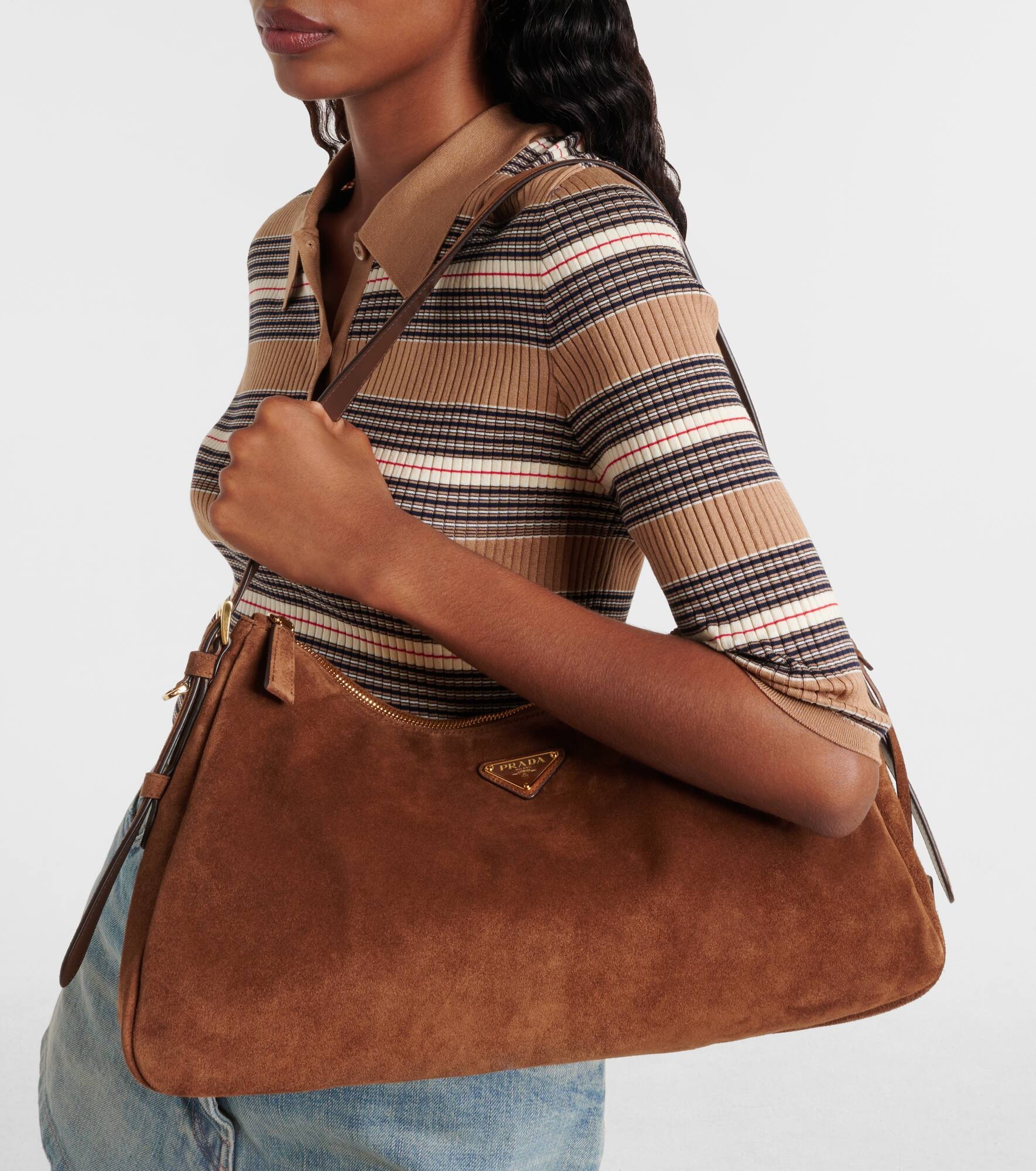 Prada Aimée Large suede shoulder bag - 2